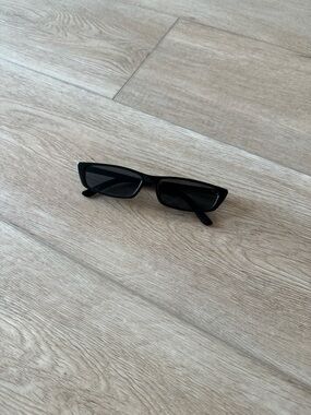 Slim Rectangular Black Sunglasses